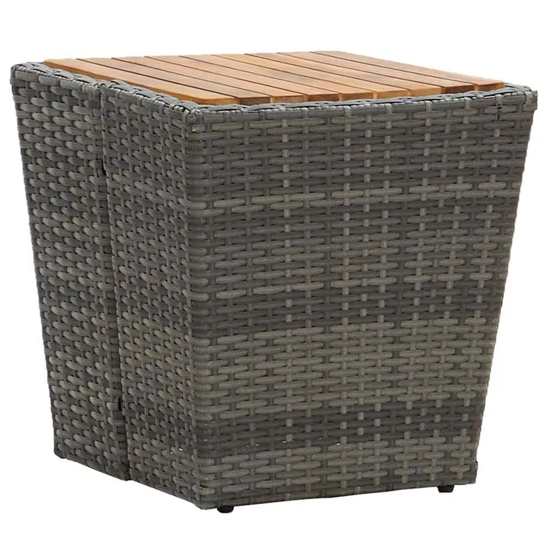 Beistelltisch grigio 41,5×41,5×43 cm Poly Rattan & Massivholz