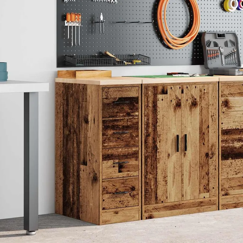 Armoire de rangement de garage vieux bois 30x51x85 cm bois pin