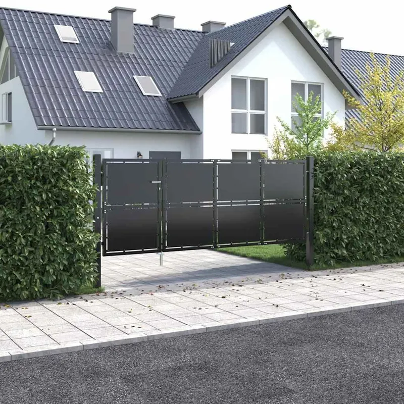 Gartentor aus Stahl 350 x 125 cm Anthrazit