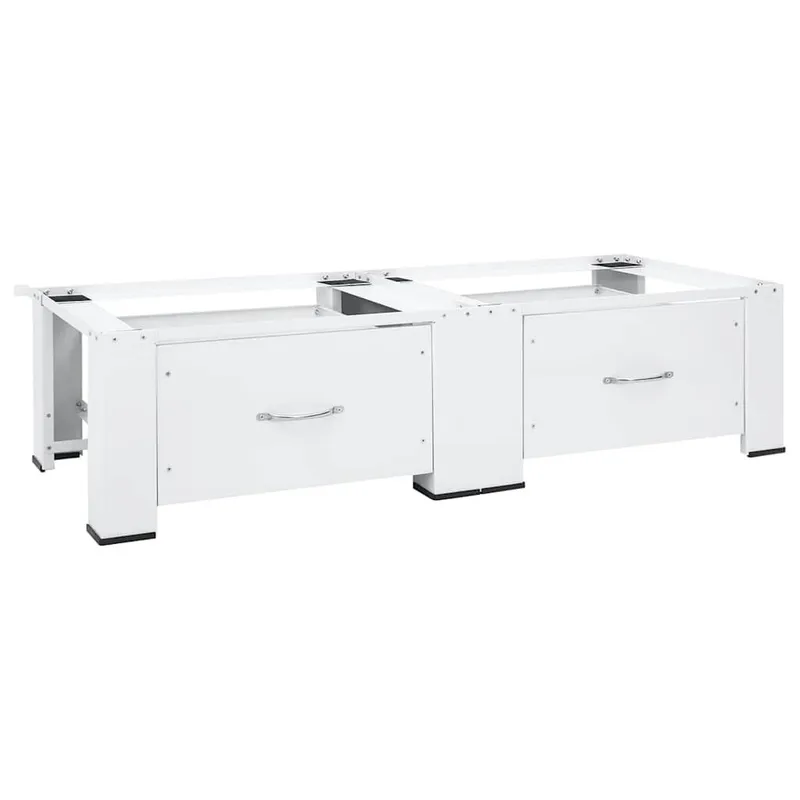 Socle double pour lave-linge et sèche-linge avec tiroirs Blanc