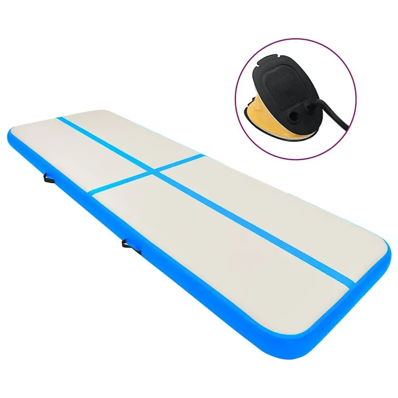 Aufblasbare Gymnastikmatte mit Pumpe 400x100x20 cm PVC blue