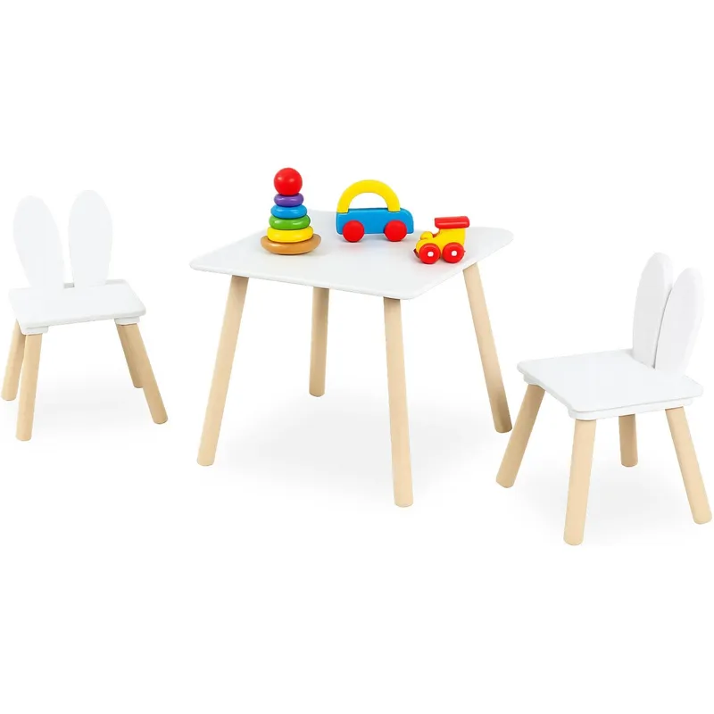 relaxdays Kindersitzgruppe Kaninchenohren bianco; Hellbraun