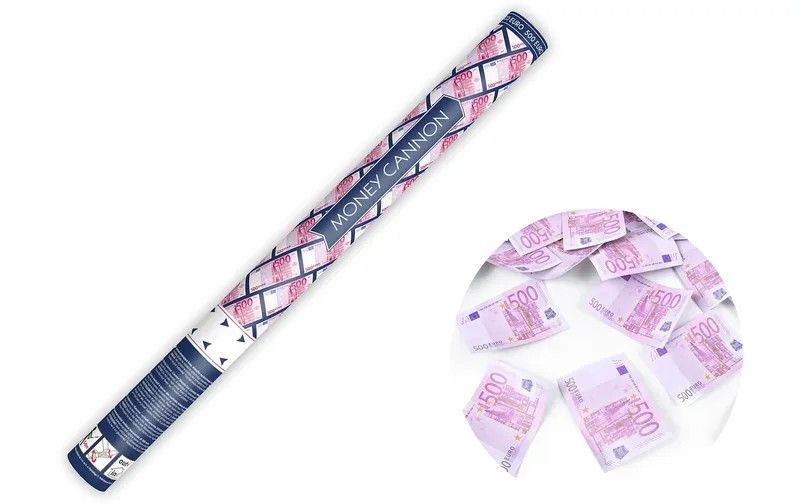 Partydeco Konfettikanone Geld Pink, 60 cm