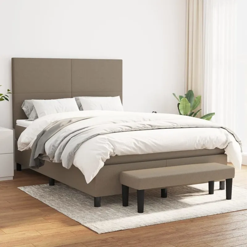 box spring bed mit Matratze Taupe 140x190 cm fabric