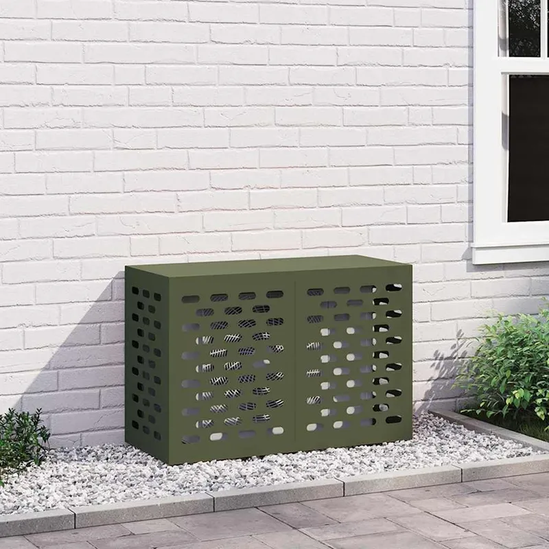 Klimaanlagenabdeckung Olivgrün 90 x 40 x 60 cm Stahl