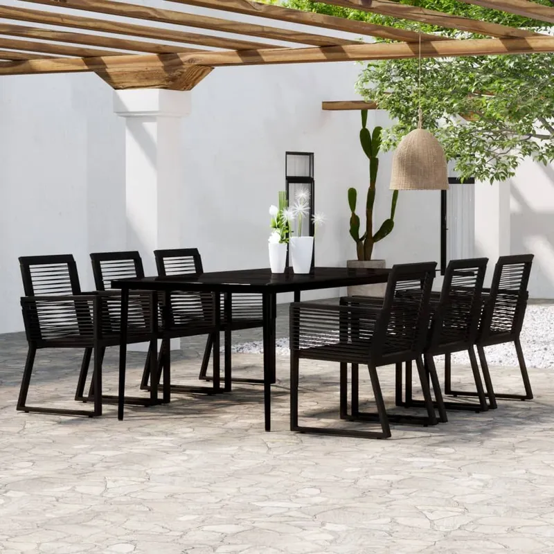 Ensemble à manger de jardin 7 pcs Noir