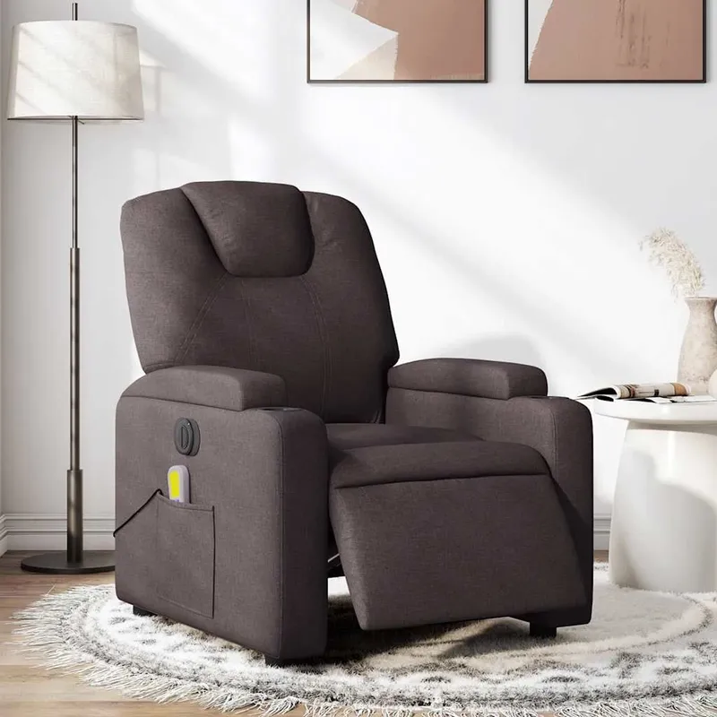 Massagesessel Elektrisch Dunkelbraun tessuto