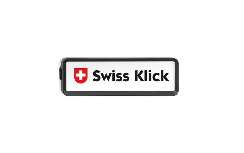 Swiss Klick Kennzeichenhalter Langformat Vorderseite Schwarz