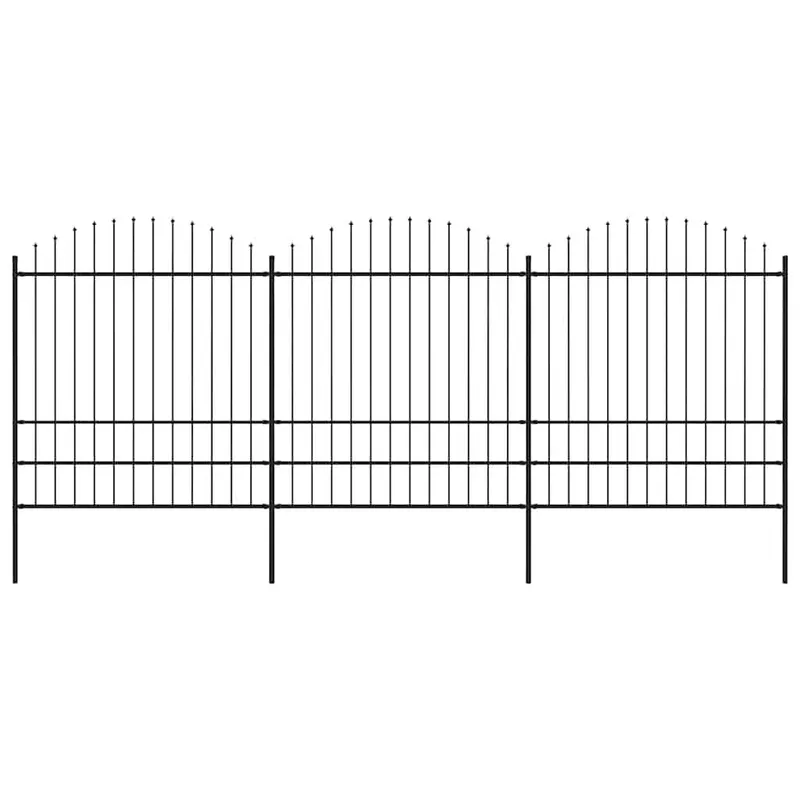 Gartenzaun mit Speerspitze Stahl 504 x 200 cm Schwarz
