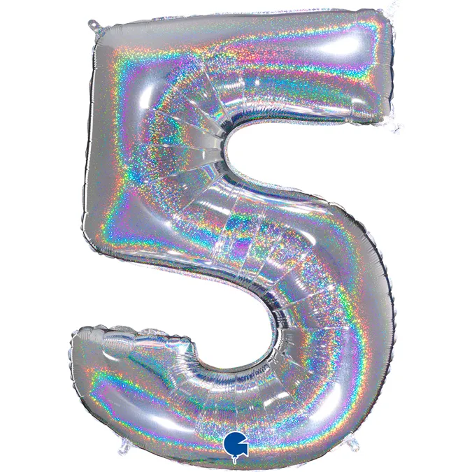 Silberfolienballon mit Zahl 5