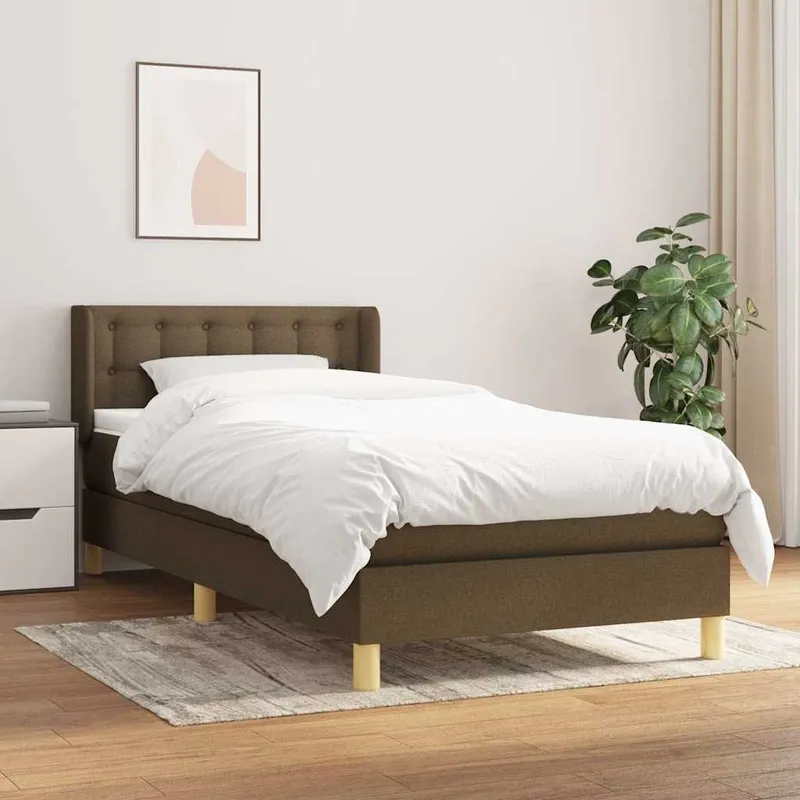 letto boxspring mit Matratze Dunkelbraun 100x200 cm tessuto