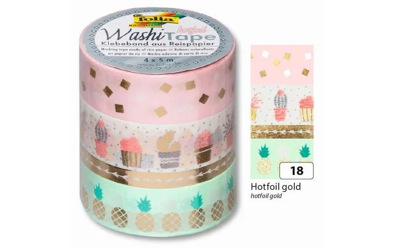 Folia Washi Tape Hotfoil green/Gold/Rosa