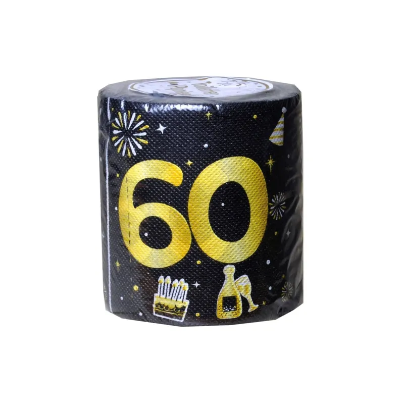 Trendcompany Toilettenpapier 60. Geburtstag, Schwarz, Gold, 10 cm x 25 m