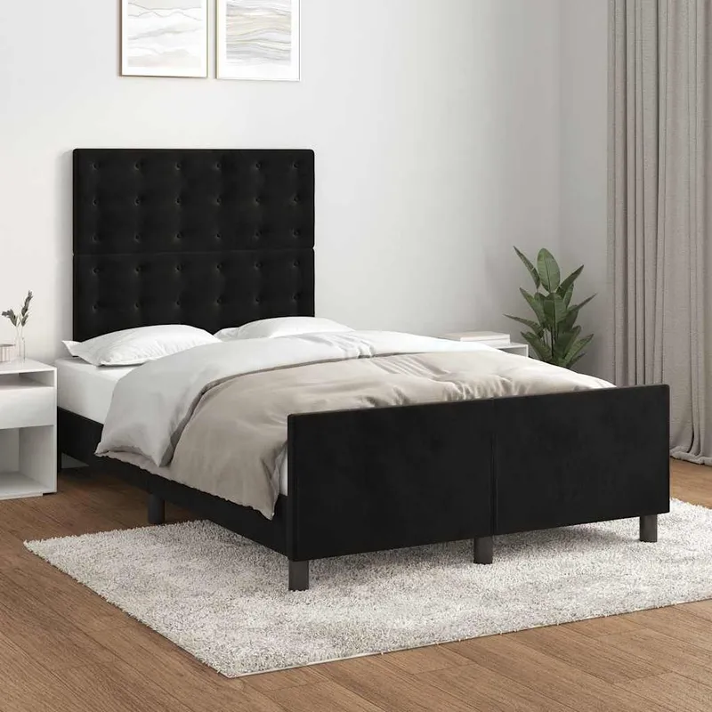 struttura letto senza materasso nero 120x190 cm velluto