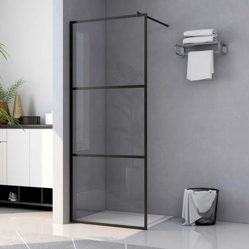 Duschwand per Begehbare Dusche ESG-Klarvetro nero 115x195 cm