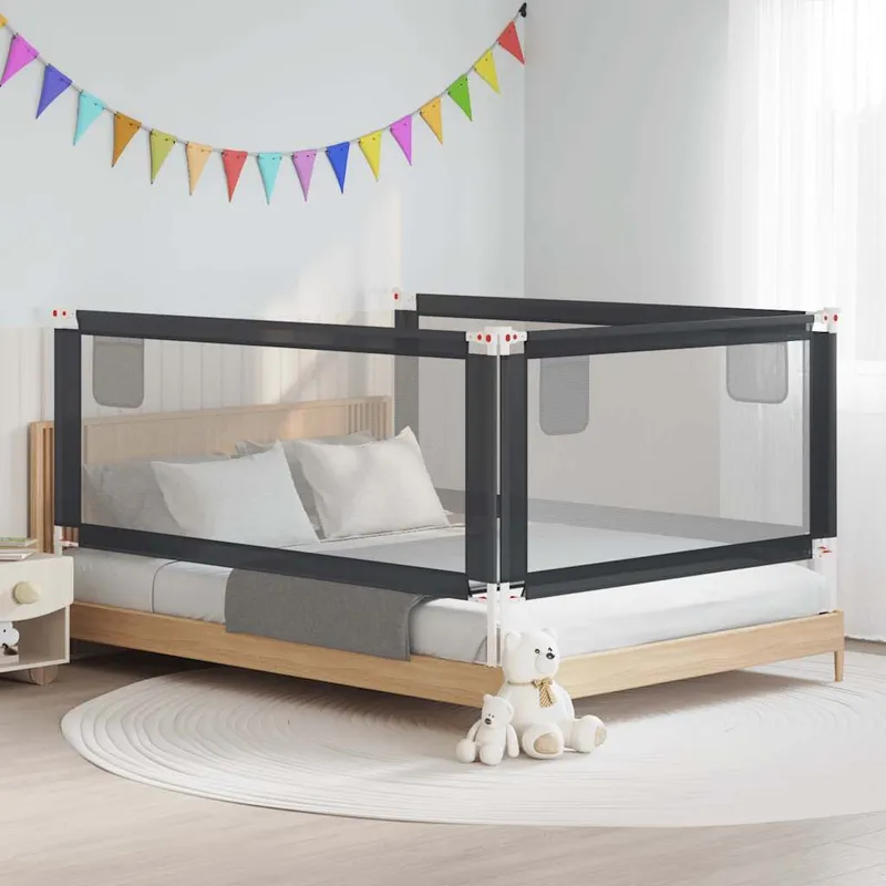 Barrière de sécurité de lit d'enfant Gris foncé 200x25 cm Tissu