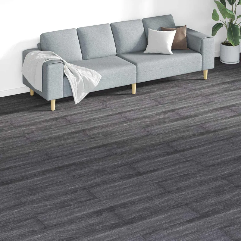 Planches de sol Noir et Blanc 5,26 m² 18 pièces PVC