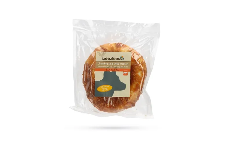 Beeztees Kausnack Rinderhaut Ring with Huhn, 1 x 12.5 cm