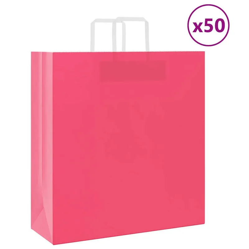 Sacs en papier 50 pcs avec poignées rose 45x17x48 cm