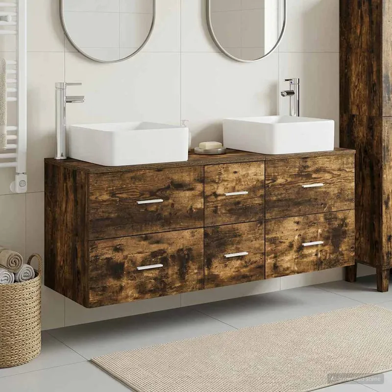 Badezimmerschrank-Set 3 stk. Geräucherte Eiche