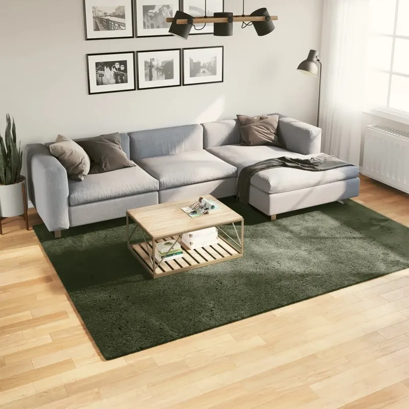 Tappeto HUARTE Pelo corto morbido e lavabile Verde bosco 200x280 cm