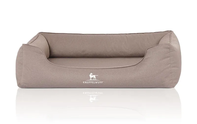 Knuffelwuff Hunde-Bett Leon Velour XXXL, 155 x 105 cm, Beige/grey
