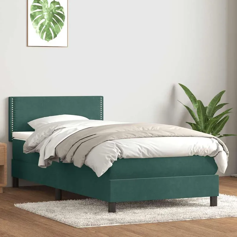 letto boxspring mit Matratze Dunkelgrün 80x220 cm Samt