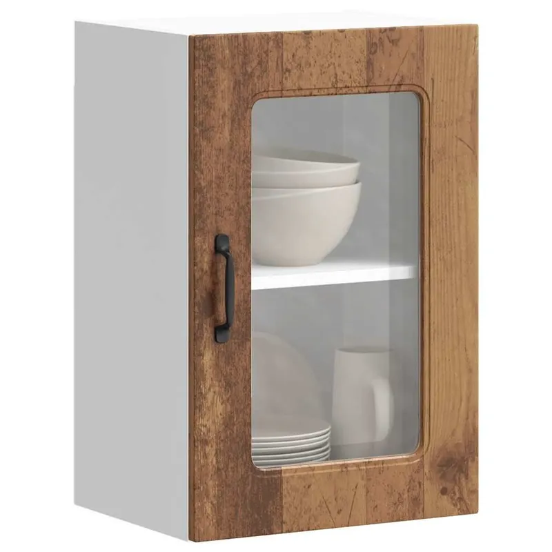 Küchen-Hängeschrank mit Glastür Kalmar Altholz-Optik Holzwerkstoff