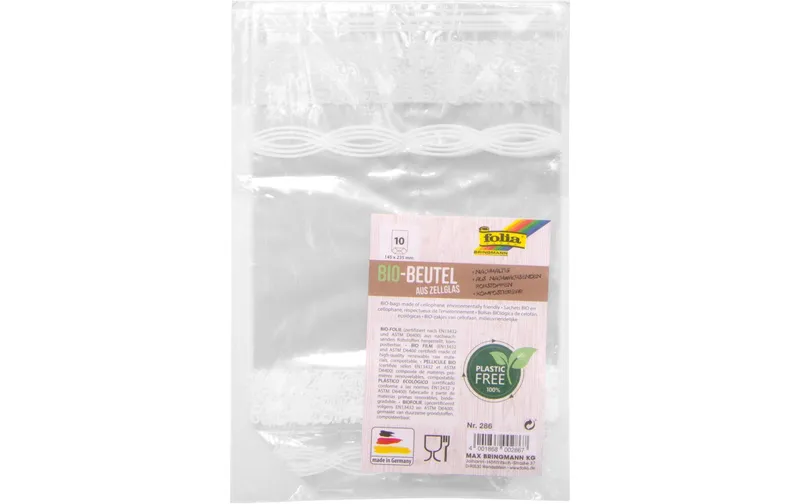 Folia Klarsichttüte Bio mit Boden 145 x 235 mm, 10 pièces