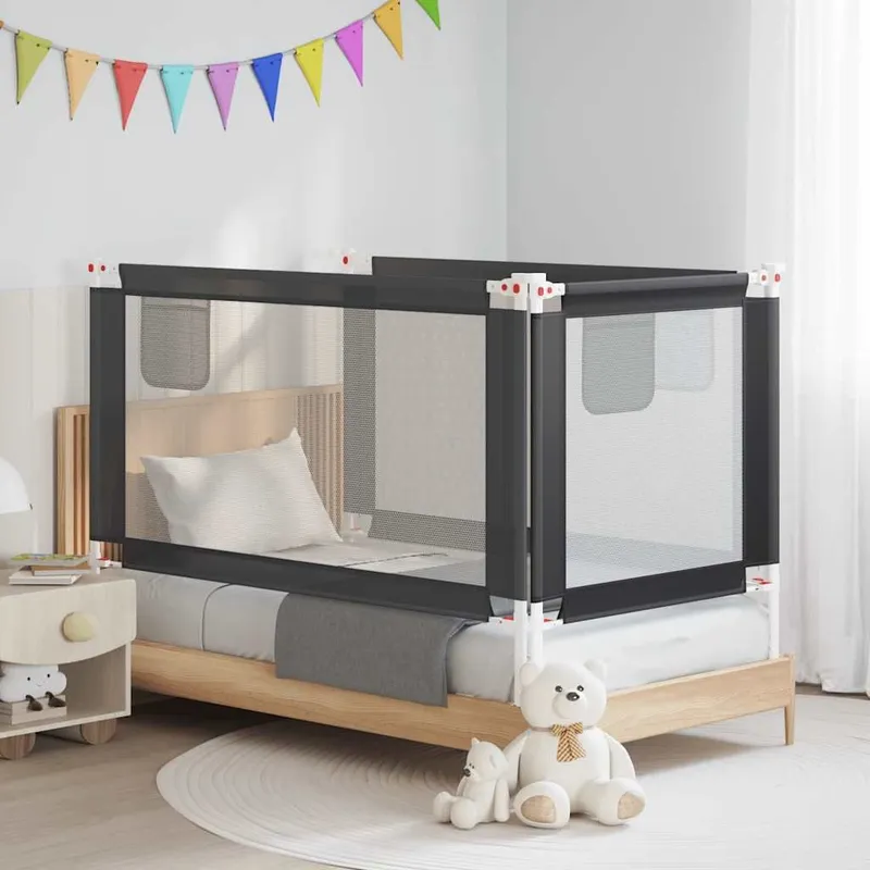 Kleinkind-Bettschutzgitter Dunkelgrau 150x25 cm Stoff