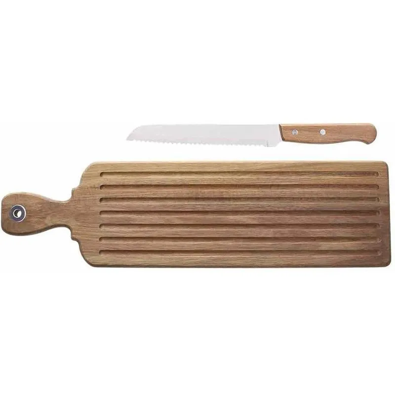 Tognana Brotschneidebrett mit Messer, 52 x 14 cm, Braun
