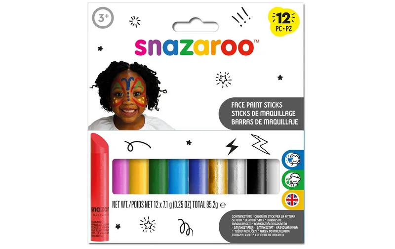 Snazaroo Zubehör Schminkstifte farbig, 12 pezzi