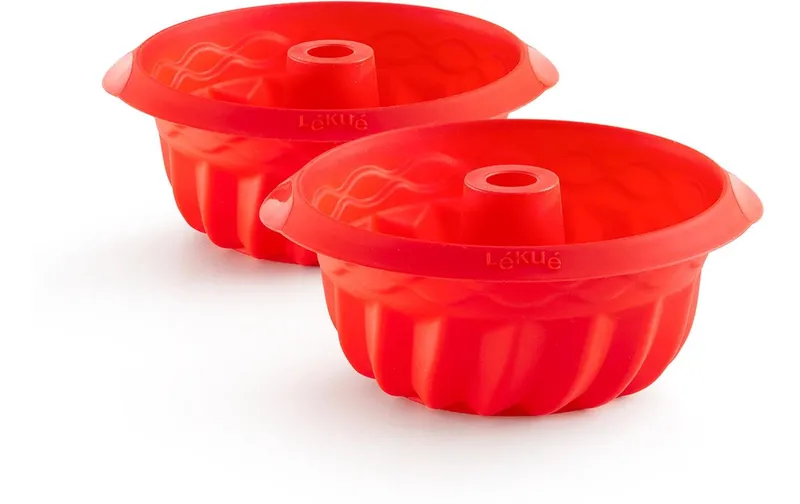 Lékué Gugelhupf-Backform Silikon, rouge, 2er Set