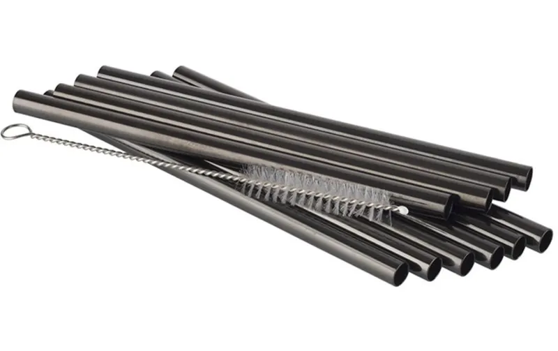 APS Strohhalm 11er-Set, 15 cm, anthracite