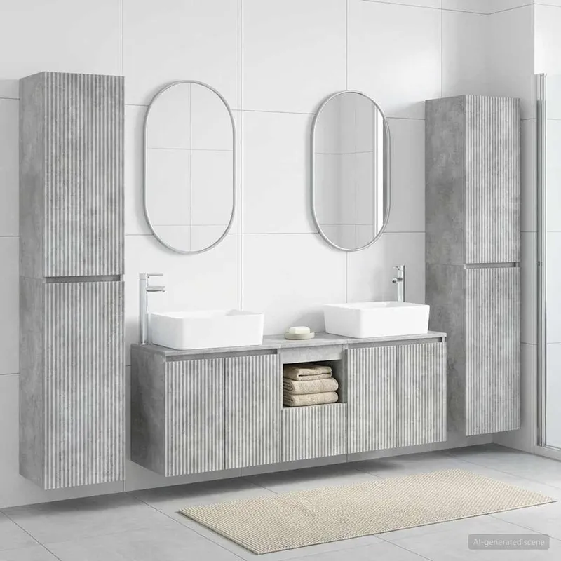 Ensemble de mobilier de salle de bain 5 pc Gris béton