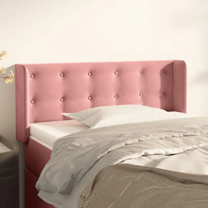 testiera con orecchie rosa 103x16x78/88 cm velluto