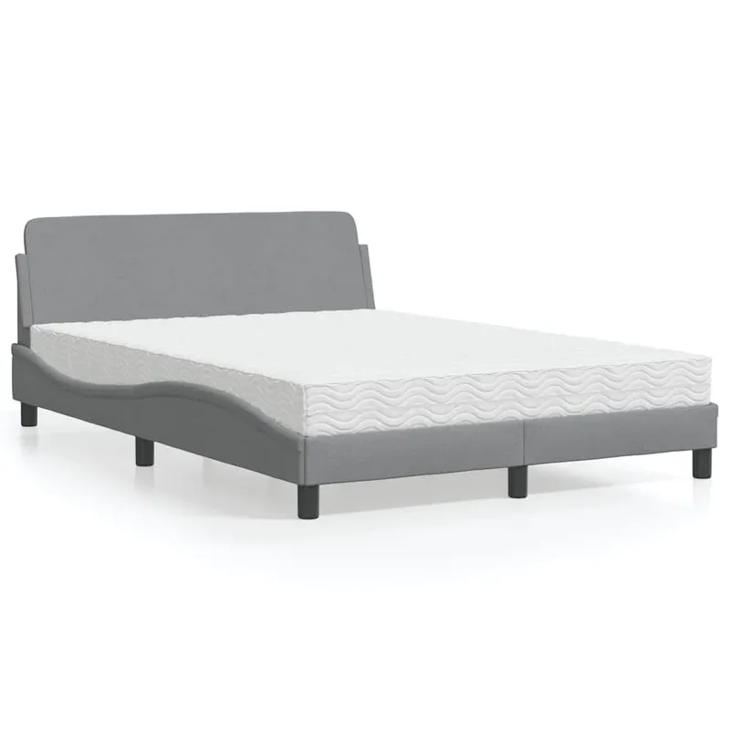 Bett mit Matratze "Dover" Hellgrau 140x200 cm tessuto