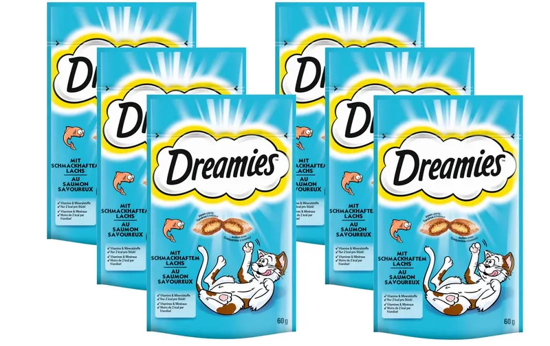 Dreamies Katzen-Snack avec Lachs, 6 x 60g
