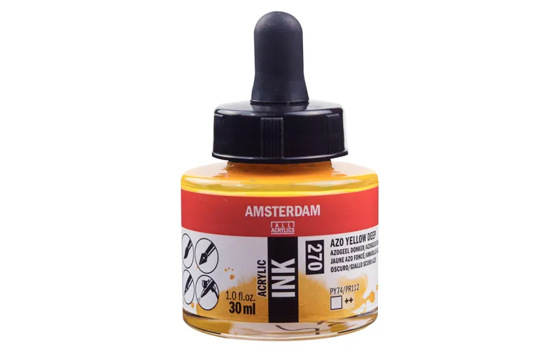 Amsterdam Acryltinte 270 Azogelb dunkel transparent 30 ml