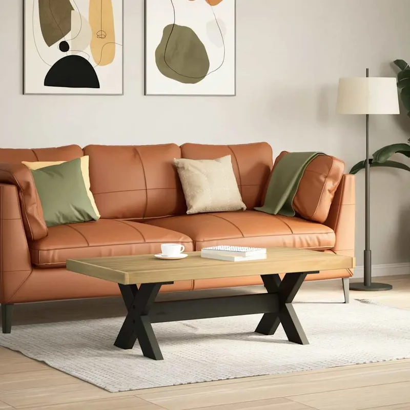 Couchtisch NOAIN X-förmige Beine 120x60x40 cm legno massiccio pino