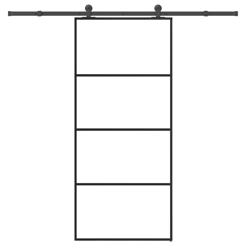 Schiebetür mit Beschlag 90x205 cm ESG-Glas & Aluminium