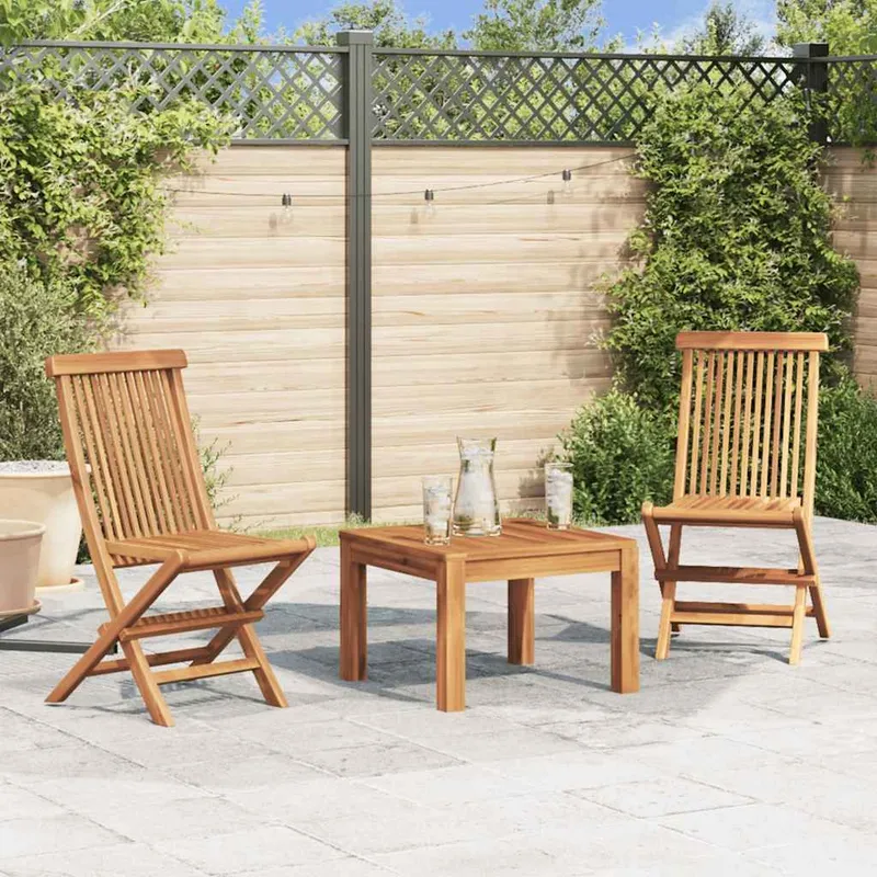 Chaises pliantes (lot de 2) en bois de teck pour jardin et extérieur