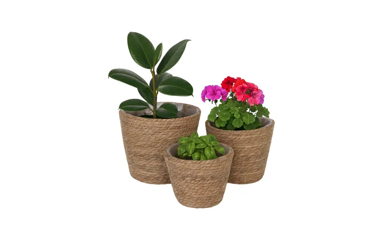 relaxdays Blumentopf 3er Set Beige