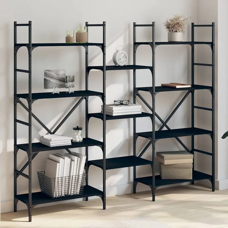 Bücherregal nero 160x28,5x136,5 cm derivato del legno