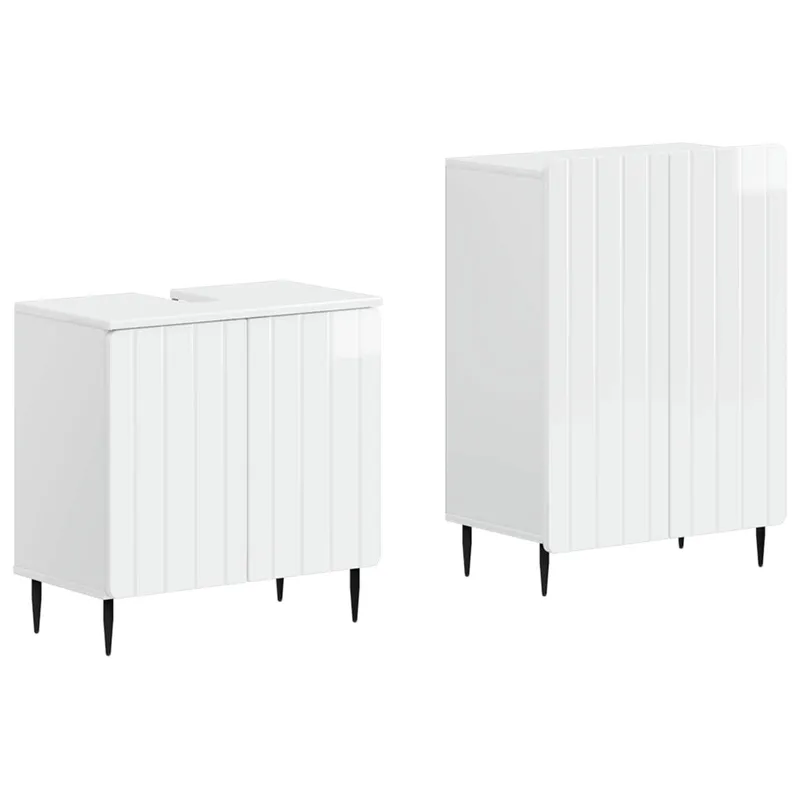 2-teiliges Badezimmer Schrank Set ZWOLLE Hochglanz bianco