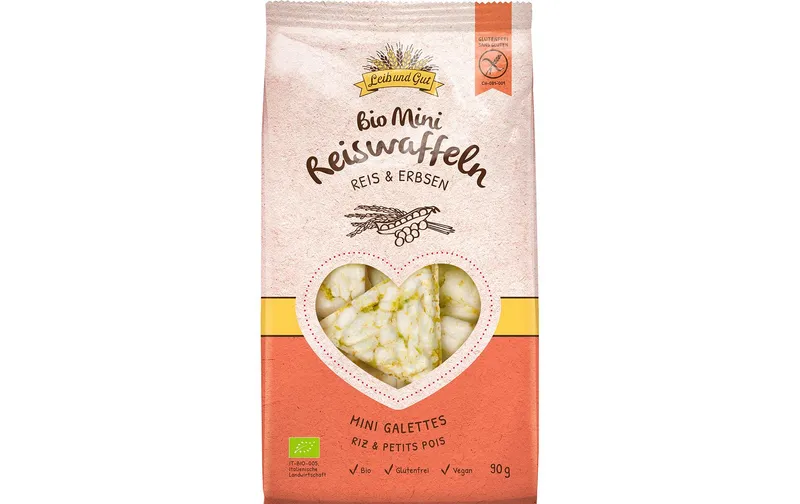 Leib e Gut Bio Mini Reiswaffeln Reis e Erbsen 90 g