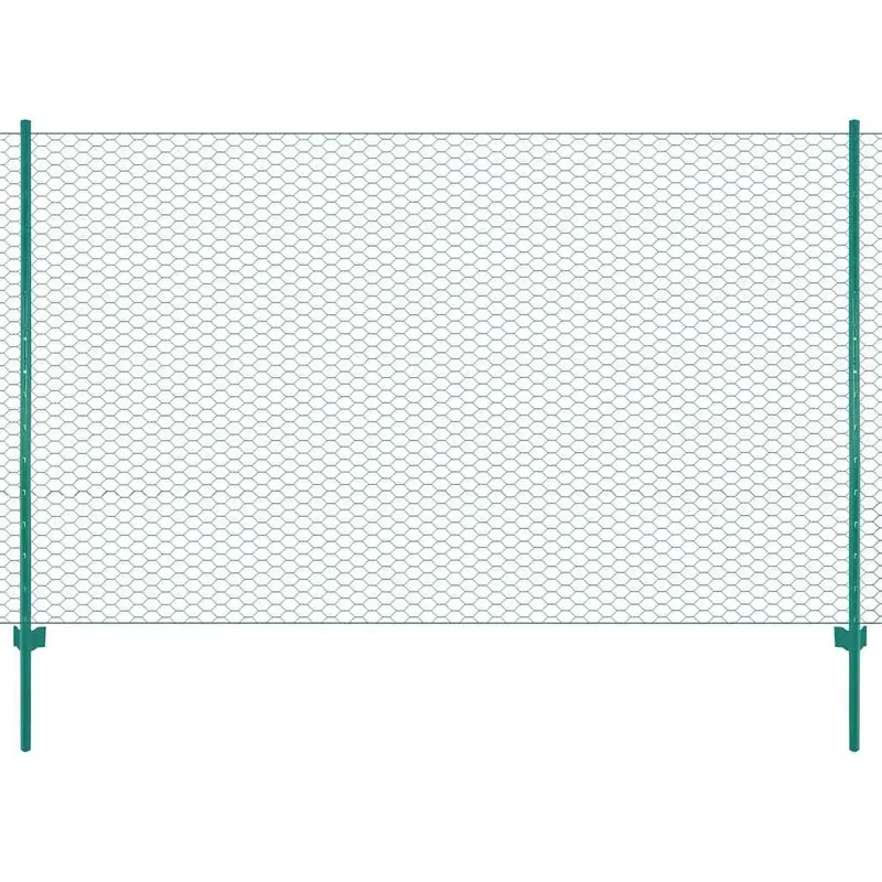 Maschendrahtzaun mit Pfosten Stahl 25 x 1,5 m Grün