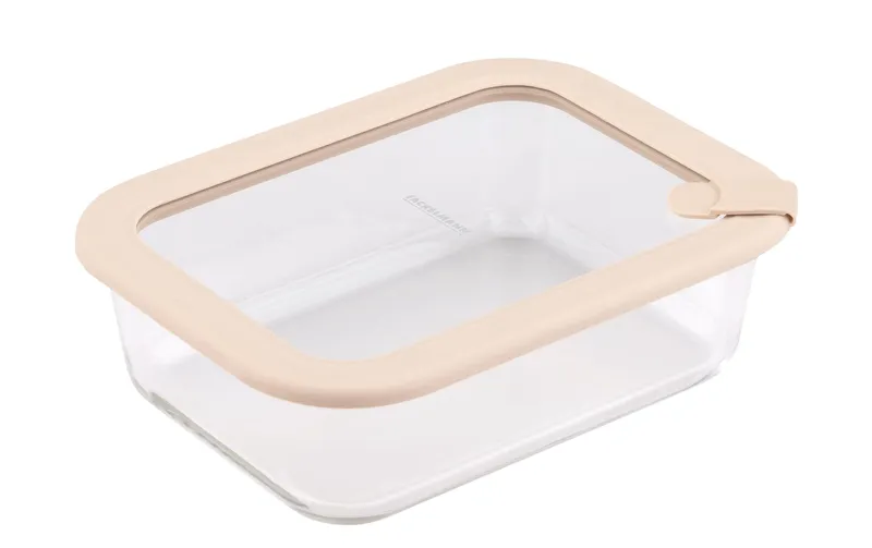 Fackelmann Vorratsdose Glas, stapelbar 1050 ml, Glas, Beige, 2 Stück