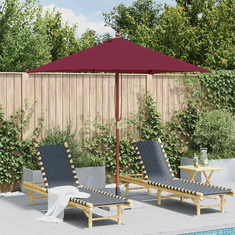 Sonnenschirm mit Holz-Mast 150x200 cm Bordeauxrot