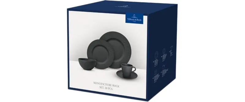 Villeroy & Boch Geschirrset Manufacture Rock 20-teilig, nero